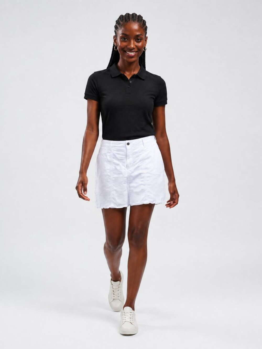 Fresh Produce White Mini Cotton Skirt with built-in shorts Skort L